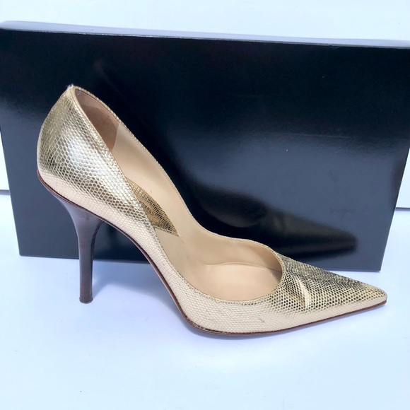 Michael Kors gold metallic high heel pump with texture Sz 8.5 eu 38.5 - Picture 1 of 9